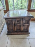 Vintage Wooden Side Table with Lower Cabinet
