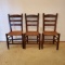 3 Vintage Wooden Ladder Back Chairs with Woven Cane Seats