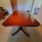 Vintage Solid Mahogany Wood Dining Room Table with Leaf and Cover Pads