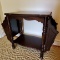 Vintage Solid Wood Side Table with Magazine Holder