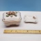 Vintage Porcelain Hand Painted Bond Ware L&M Lidded Trinket Box and Mini Tray