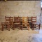 8 Old Ladder Back Chairs with Woven Seats