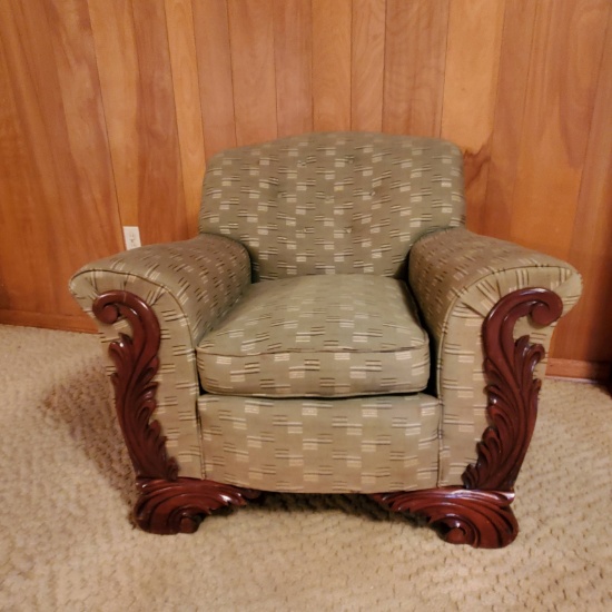 Vintage Green Montgomery Chair with Wood Trim