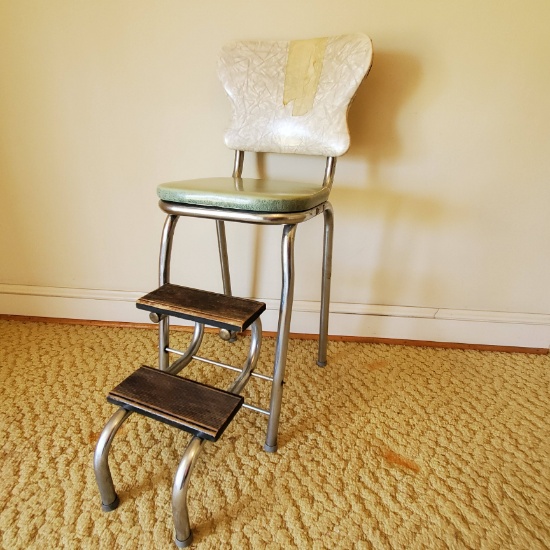 Vintage Acme Chrome High Chair with Fold Up Steps