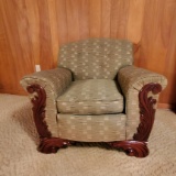 Vintage Green Montgomery Chair with Wood Trim