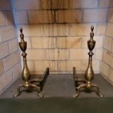 Pair of 19th Century French Neo-Gothic Bronze and Wrought Iron Andirons