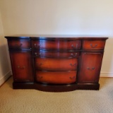 Vintage Solid Mahogany Wood Buffet 6 Drawers and 2 Doors