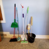 Lot of Mops, Broom, Dusters and Bucket