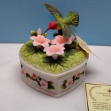 NIB Seymour Mann Limited Edition Porcelain “Anna’s Hummingbird Heart Box”