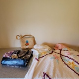 Lot of Very Old Bedspreads, 2 Handbags and Posey Gait Belt