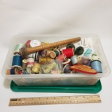 Lot of Assorted Spools of Thread, Some Buttons