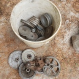 Bucket Lot of Assorted Pulleys