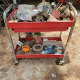 Metal Rolling Work Cart with 1 Drawer and Contents