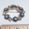 Blue & Clear Rhinestone Wreath Pin