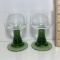 Pair of German Glass Stemware with Green Bases