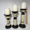 Set of 3 Pretty Resin Pedestal Candle Holders with Candles