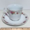 Floral Tea Cup Set with Gilt Accent