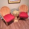 3 pc Dinette Set - 2 Rattan Chairs with Cushions & Glass Top Table