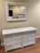 White Wicker Dresser with Glass Top & Mirror - LOADING ASSISTANCE IS AVAILABLE