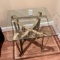 Square Glass Top Side Table with Metal Base - LOADING ASSISTANCE IS AVAILABLE
