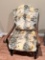 Vintage Wooden Accent Chair with Animal Print Upholstery - LOADING ASSISTANCE IS AVAILABLE
