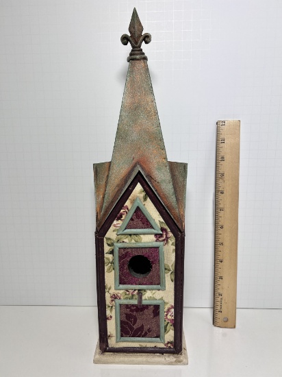 Wooden Decorative Bird House with Metal Roof