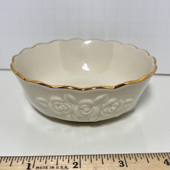 Lenox Dish with Embossed Floral Design & Gold Accent