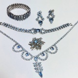 Beautiful Lot of Blue Rhinestone Jewelry