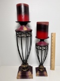 Pair of Metal Candle Stands with Candles