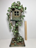 Decorative Wooden Bird House on Stand with Vine