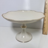 Lenox Pedestal Dessert Plate with Hand Decorated 24K Gold Accent