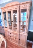Light Finish 2 pc Wooden China Cabinet - LOADING ASSISTANCE IS AVAILABLE