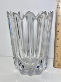 Excellent Orrefors Heavy Crystal Swedish Vase with Pointed Edge & Original Box