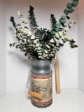 Eucalyptus Branches in Metal Decorative Vase