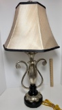 Nice Silver Tone Tall Resin Lamp with Shade