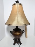 Pretty Resin Claw Footed Lamp with Side Handles & Shade