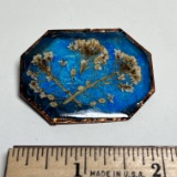 Vintage Enamel Dried Flower Pin