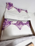 Pair of Hand Crafted Pillow Cases with Crocheted Purple Trim