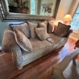 Excellent Chenille Pillow Back Sofa with Rolled Arms & Bun Feet - LOADING ASSISTANCE IS AVAILABLE