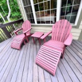 Heavy Wooden Lounge Chairs with Foot Stools & Table  - LOADING ASSISTANCE IS AVAILABLE