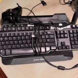 Computer Keyboard, Cooler Master & Small Desk Lamp