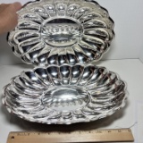 Pair of Reed & Barton Silver Plated Oval Holiday Oblong Bowls