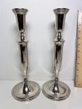Pair of Godinger Silver Plated Tall Candlesticks