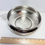 Large Silver Plated Bowl with Open Work Handle