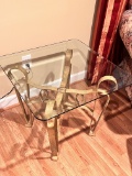 Square Glass Top Side Table with Metal Base