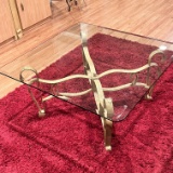 Square Glass Top Coffee Table with Metal Base - LOADING ASSISTANCE IS AVAILABLE