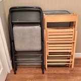 Card Table & 4 Folding Chairs - 2 Metal Chairs & 2 Wooden Chairs