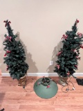 Lighted Christmas Trees with Tree Stand