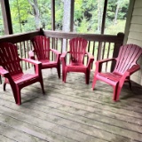 Set of 4 Heavy Plastic Red Adirondack Chairs
