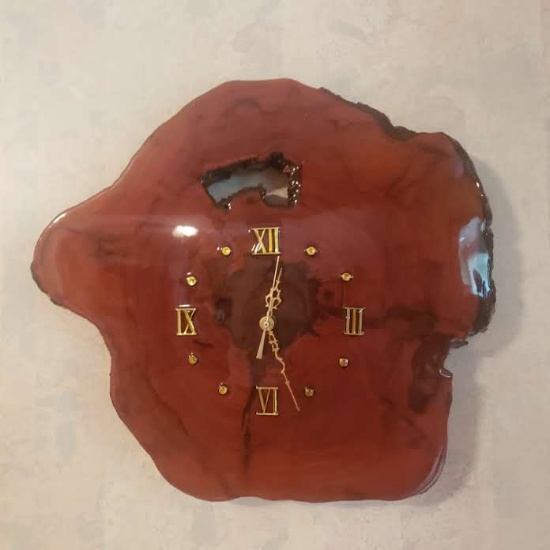 Wood Slab Battery Operated Clock - Works